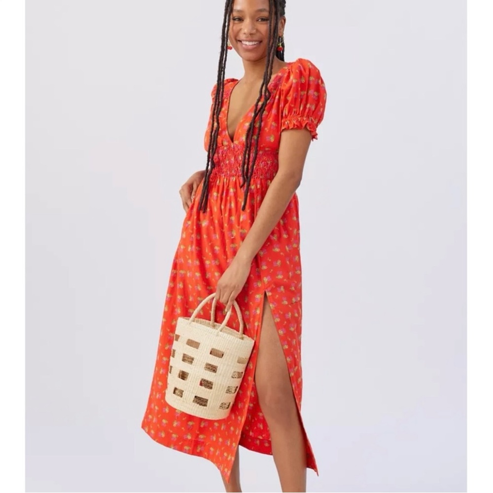 Urban Outfitters Liliana Side Slit Midi Dress size small color red